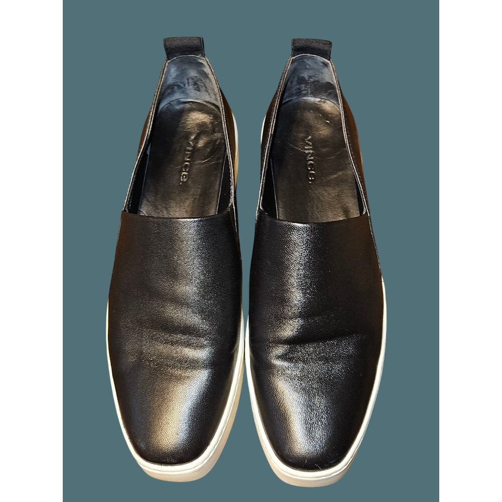 Vince Black Leather Saxon 2 Slip On Platform Sneakers Women 8 MEDIUM - Picture 5 of 13
